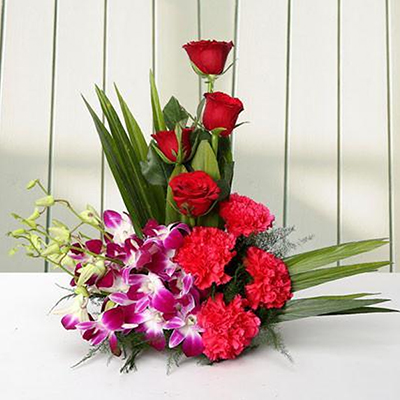 "Blissful Roses and Carnations Basket - Click here to View more details about this Product